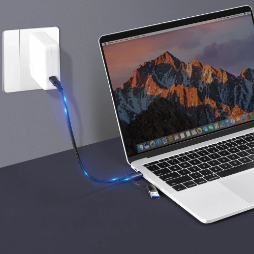 2-in-1 USB-C + USB-A auf USB-C Kabel | 100 W Power Delivery, 1 m, Nylonummantelung, Schnellladen | C13-1M-100W