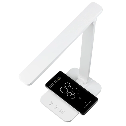 LED-Schreibtischlampe mit induktivem Ladegerät | weiß | WD-F05-WHITE