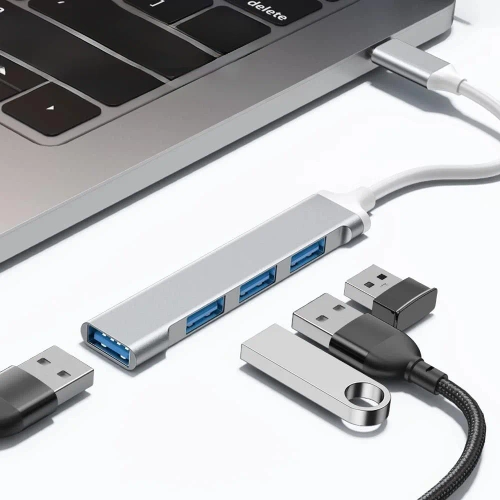 USB-Hub | USB-C auf 4x USB-A Adapter, 4-in-1 Verteiler | Hub
