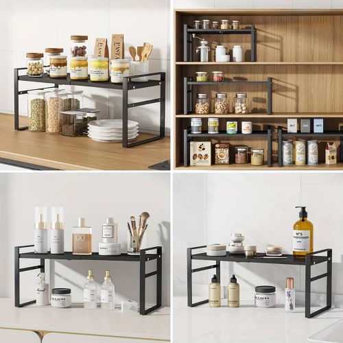Badezimmerregal für Kosmetika | Metallständer 40 cm | Gewürzregal freistehend | MSK-L40CM-B