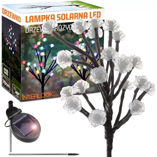 LED-Gartenleuchte Solar | 70 cm, 600 mAh | Baum mit Rosen | FLD-08-C