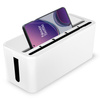 Kabelbox Organizer mit Handyhalterung | Aufbewahrungsbox für Steckdosenleisten und Kabel | weiß | JB2318