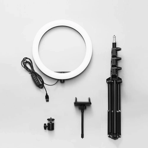 26 cm LED-Ringlicht mit 210 cm Stativ | Make-up-, Streaming- und Aufnahmeset mit Telefonhalterung |
