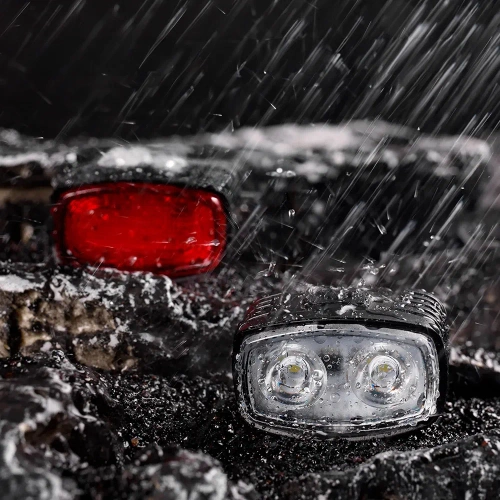 LED-Fahrradbeleuchtungsset | USB-Aufladung, Frontlicht weiß + Rücklicht rot, Akku integriert | BK-L8005