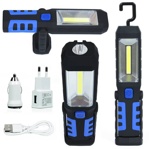 Werkstatt-LED-Arbeitsleuchte mit Akku 3W mit Haken und magnetischem Fuß | 2600 mAh | 3 Lichtmodi | W29