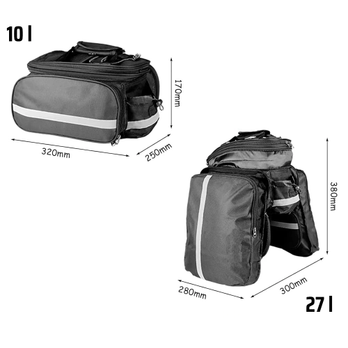 Wasserdichte Fahrradtasche für den Kofferraum 27L | Fahrradtasche mit Regenhülle und Reflektoren | Robuste 3-in-1 Fahrradtasche | ZTB-670