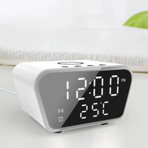 Intelligenter Wecker mit Qi 15 W kabelloser Ladefunktion | Wecker mit drei Alarmzeiten | Uhr mit Temperaturanzeige | SZ01-15W-W