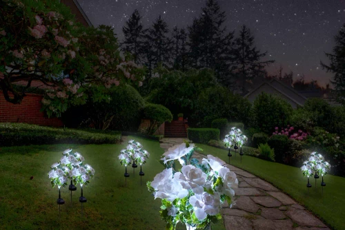 LED-Gartenleuchte Solar-Blume Begonie | 60 cm, 600 mAh | weiß | FLD-27-WHITE