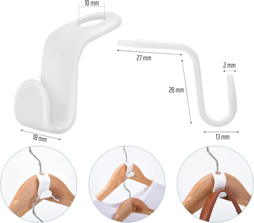 Kleiderhaken | Schrank-Organizer | Haken für Kleiderbügel | weiß | YJ-S10-WHITE