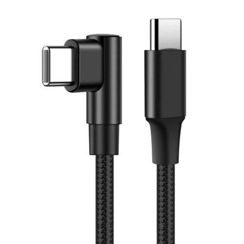 GSM-Kabel | USB-C Winkelkabel | 90° Steckerkabel | Schnellladung POWER DELIVERY | Datenübertragungskabel | PD-F60W-1M-B