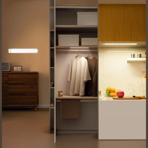 Möbellicht mit Bewegungssensor | Kabellose Nachtlampe mit Sensor | LED-Unterbauleuchte 60 cm | HSL-S60CM-SCHWARZ