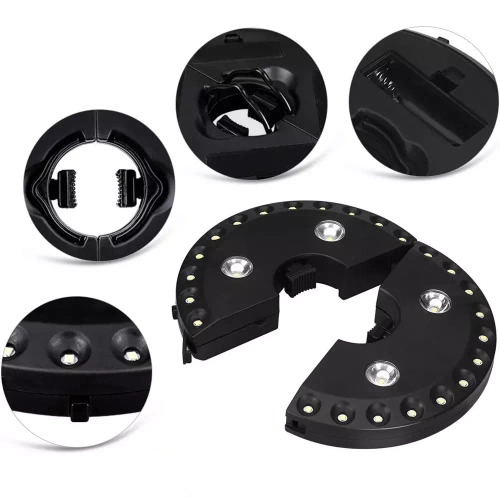 Garten-Schirmständerleuchte ⌀22-45mm | 28 LED-Lampen, 3 Beleuchtungsmodi, Stromversorgung 4x AA | LY-G003