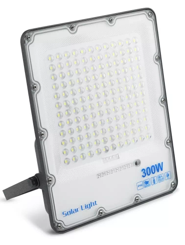 LED-Flutlicht Set | 300 W + Solarpanel 6 V/15 W mit Fernbedienung | 5.000 lm, 12.000 mAh, IP66