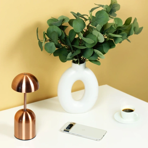Kabellose Nachtlampe mit eingebautem 2000 mAh Akku | Moderne Tischlampe mit einstellbarer Leistung und Lichtfarbe | YG-D019-Kupfer