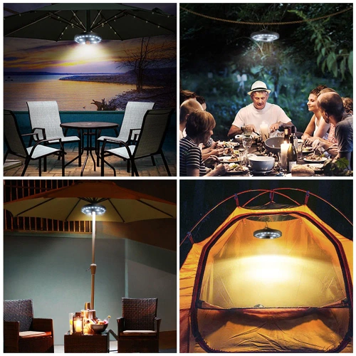 Garten-Schirmständerleuchte ⌀22-45mm | 28 LED-Lampen, 3 Beleuchtungsmodi, Stromversorgung 4x AA | LY-G003