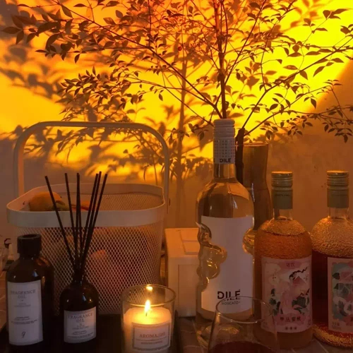 Stimmungsvolle LED-Projektorlampe, die den Sonnenuntergang imitiert, mit 7 farbigen Einsätzen