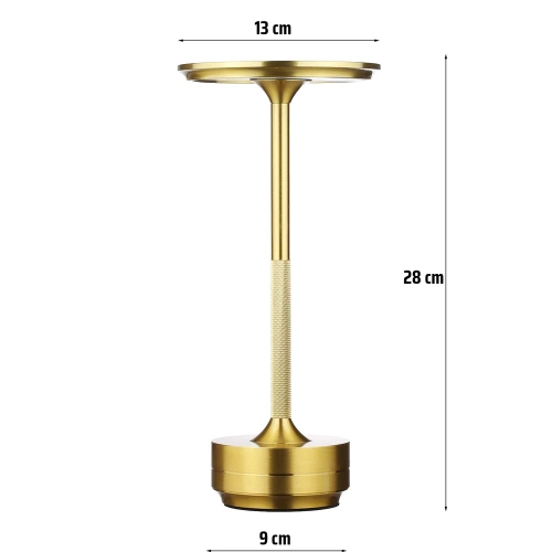 Tischlampe mit drei Lichtfarben | Nachtlicht mit eingebautem Akku | HJA-25-GOLD