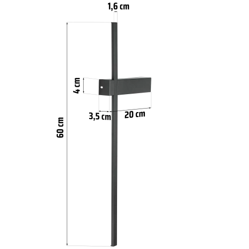 Moderne Wandleuchte 60cm 10W | Schwarze Wandlampe | LED-Lampe mit einer Farbtemperatur von 4000K | YG-W003