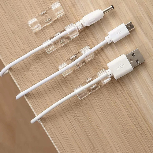Set 10 Stück Kabel- und Draht-Organizer | Nano-Klips mit Klebeband | Transparent | KZ-D58