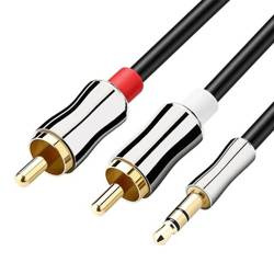 Kabel Jack <> 2x RCA (Chinch) | vergoldete Anschlüsse | HQ | AC-3-3M-Silver