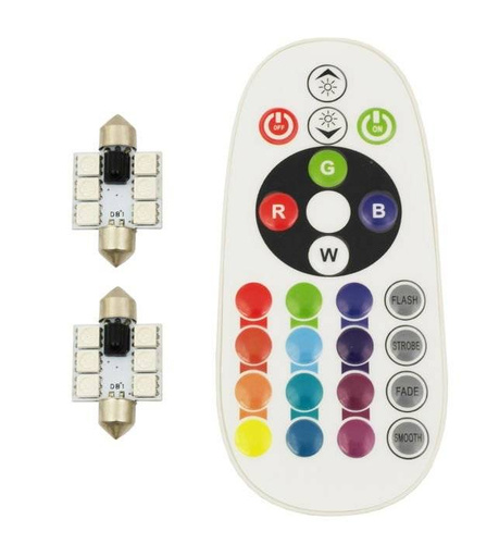 LED-Leuchtmittel | 36 mm | RGB C5W Set | 2 Stück | Fernbedienung
