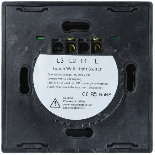 Einzelner Touch-Lichtschalter | gehärtetes Glas | schwarz | SW86-1