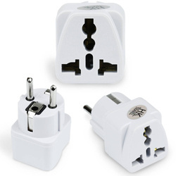 Universeller Netzadapter, Reiseadapter mit UK/USA/CN Steckdosen zu EU/PL Steckdosen | Weiß | AD-DE89