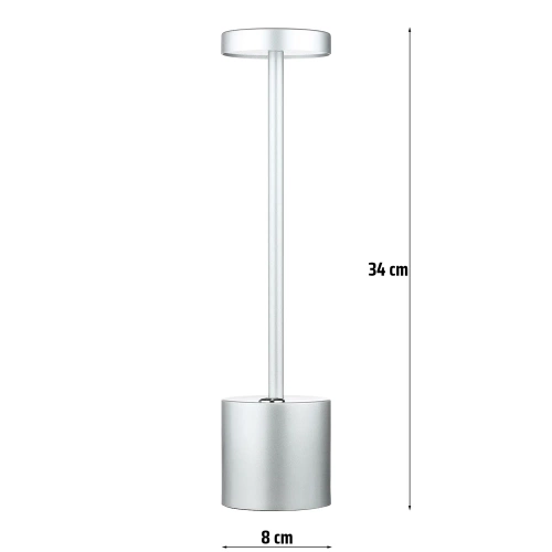 34 cm Tischlampe mit eingebautem Akku | Nachtlicht mit drei Leuchtfarben | Stimmungsvolle Lampe für Hotel, Restaurant | HJA28-SILVER-2