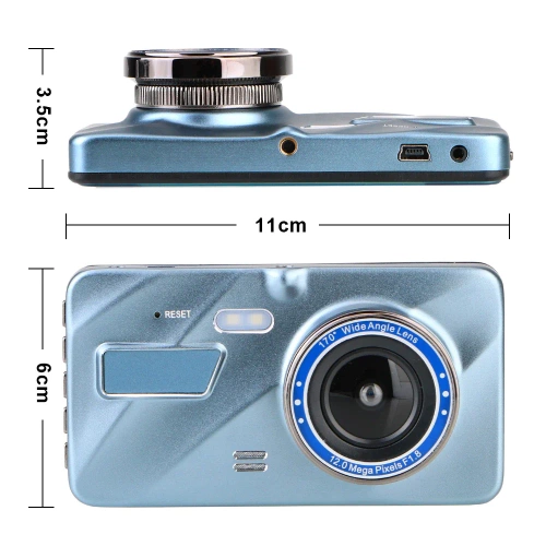 1296p-DVR mit 4-Zoll-Bildschirm und G-Sensor | Full-HD-Autokamera, Touch, WDR, Parken | PZ-V12