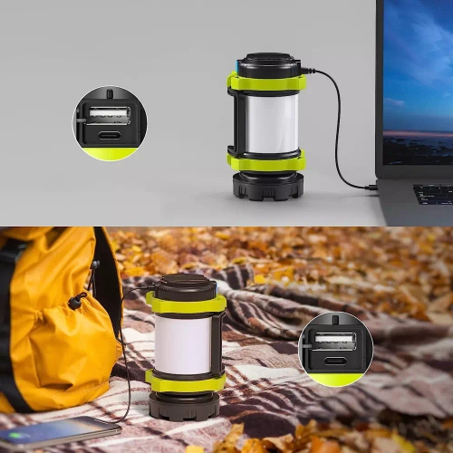 LED-Campinglampe mit Powerbank-Funktion, Outdoor-Taschenlampe | 800 lm, 3.700 mAh, bis zu 20 h Laufzeit, 6 Leuchtmodi, rotes Licht, IPX4 | HC-260