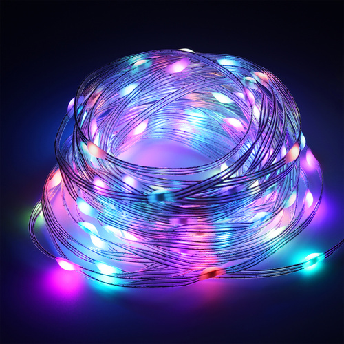 LED-Band WS2812B RGBIC 5 m | Neon, Lichterkette | Fernbedienung IR, Bluetooth, IP65, USB | ASF-RGB-5M