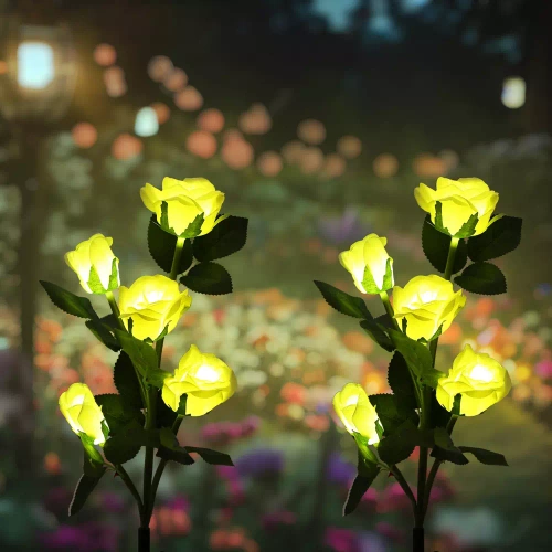 Solarblume | Solar-LED-Gartenlampe Gelbe Rosen | 74 cm, 600 mAh | FLD-35-GELB