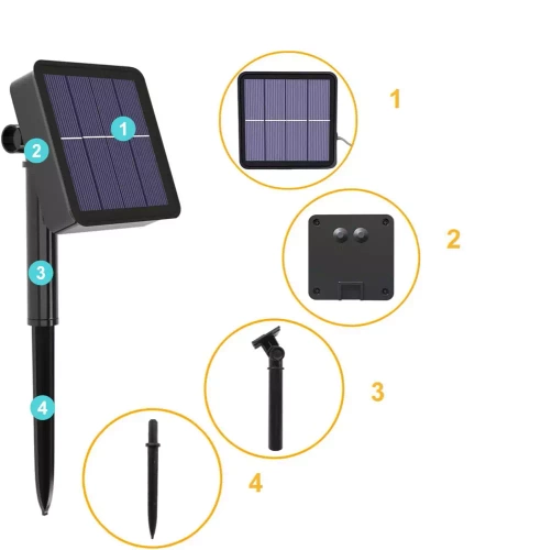 LED-Gartenlichterkette solarbetrieben, steckbar | 100 LEDs, 10 m | warmweiß | FLD-100LED-WW