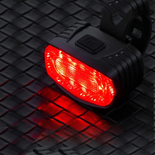 USB-LED-Fahrradlicht-Set – Vorne Weiß + Hinten Rot | Leistungsstarke Fahrradbeleuchtung| mit Batterie | BK-L8005