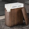 Wäschekorb | 100 l | zweigeteilt, aus Bambus und Holz, geeignet als Spielzeugbox oder Wäschesammler für Bad | braun | ZYL-100L-DABR