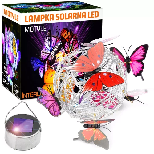Solar-Gartenlampe LED Schmetterling Kugel hängend | 52 cm, 600 mAh | FLD-06-C