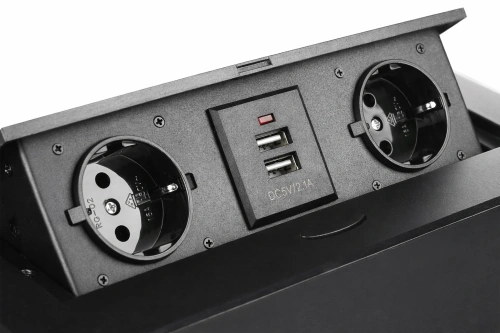 Doppel-Steckdose mit Schutzkontakt und 2x USB, versenkbar für Arbeitsplatte | JX-S267K