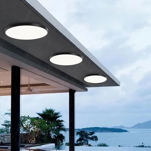 Schwarze, runde LED-Deckenleuchte 24W | Flimmerfreies Aufbaupanel | RLB-C30W-B