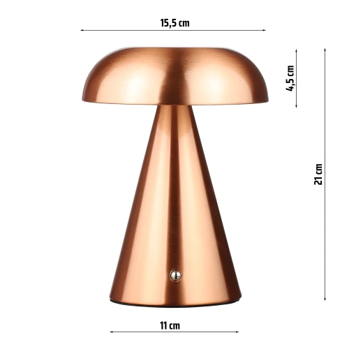 Tischlampe mit integriertem Akku | Nachtlicht mit drei Leuchtfarben | Stimmungsvolle Lampe für Hotel, Restaurant | HJA24-COPPER