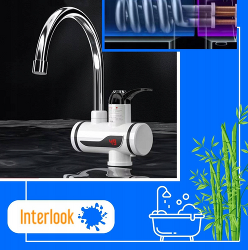 Elektrischer Duschbrausekopf mit Heizfunktion | einstellbar | Durchlauferhitzer mit Duschkopf | Weiß | RX-018D
