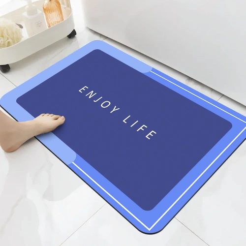 Badezimmermatte | schnelltrocknender, rutschfester Badteppich | blau | GZN-640-BLUE