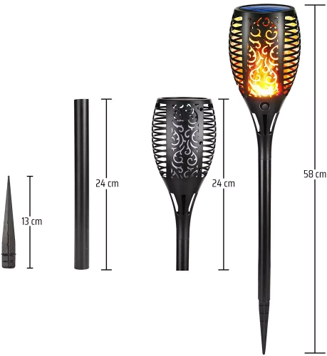 Solarfackel LED | Eingelassene Lampe 58 cm | 33 LED SMD 2835 | HYD-33LED
