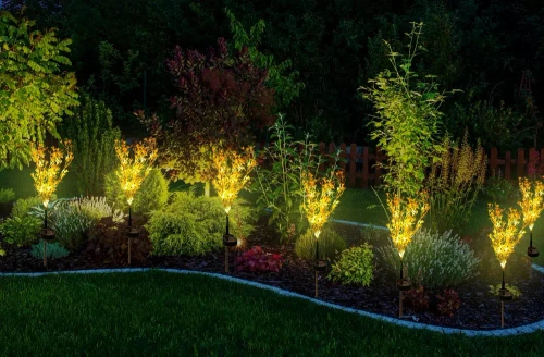LED-Gartenleuchte Solarblume Forsythie | 70 cm, 600 mAh | gelb | FLD-15-YELLOW