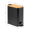 Badezimmer Mülleimer | rechteckig, Bambusdeckel, Pedal | 5 Liter, Schwarz | GY-TC5L