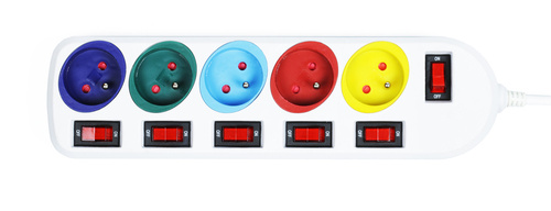 Steckdosenleiste | 5 Steckdosen 230 V, 1,8 m Kabel, einzeln schaltbar | BA-3505