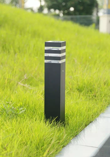 Gartenstandleuchte, quadratischer Aluminiummast, matt schwarz 90cm | 230V Stromversorgung, E27 Fassung | LLS-90CM