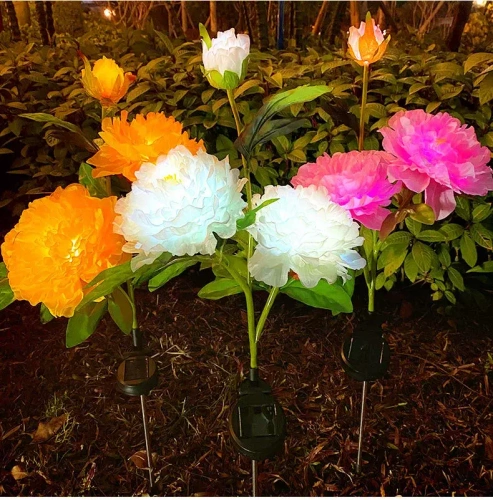 Solarblume | Solar-LED-Gartenlaterne Peonia in Rosa | 80 cm, 600 mAh | FLD-10-PINK