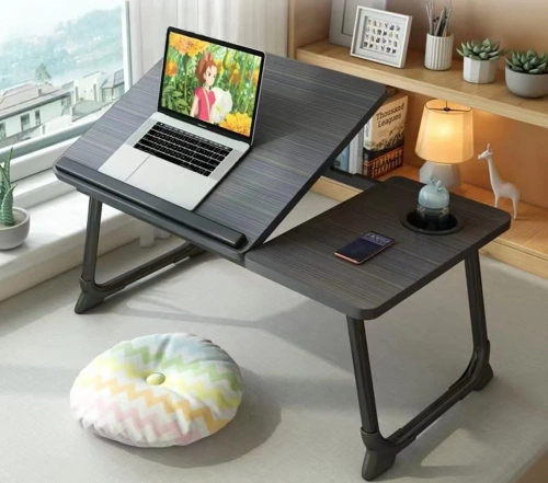 Klappbarer Laptoptisch mit verstellbarem Neigungswinkel | Funktionstisch mit Zusatzplatte | Mobiler Bettständer | LFD-5532-BK