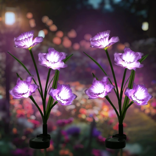 LED-Gartenleuchte Solarblume Narzisse | 67 cm, 600 mAh | violett | FLD-24