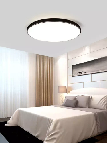 Schwarze, runde LED-Deckenleuchte 24W | Flimmerfreies Aufbaupanel | RLB-C30W-B